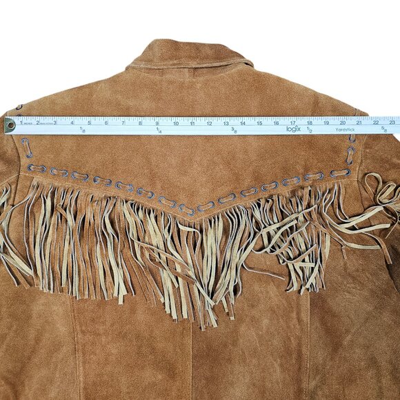 Classyak Fringe Leather Coat Mens 4XL Fits Like 2XL Brown Suede Cowboy Western - Picture 6 of 10